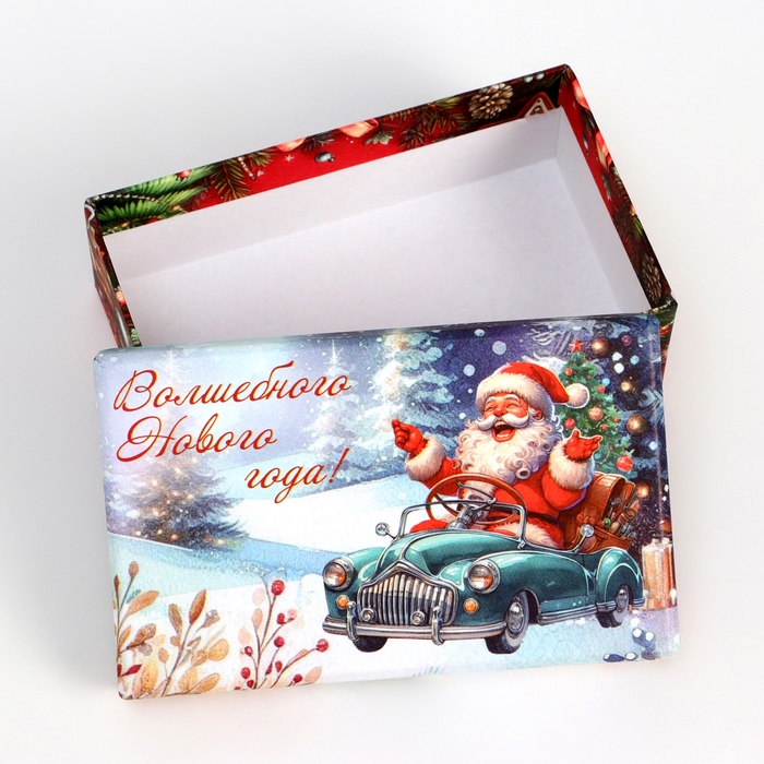 Набор подарочных новогодних коробок 10 в 1 Набор подарочных новогодних коробок 10 в 1 "Дед мороз в санях", 32,5 х 20 х 12,5 - 12 х 7 х 4 см. Новый год