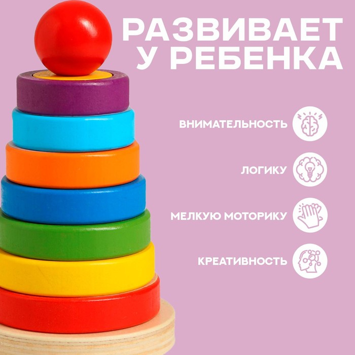Детская развивающая пирамидка «Разные фигуры» 9,5×9,5×15,5 см Детская развивающая пирамидка «Разные фигуры» 9,5×9,5×15,5 см
