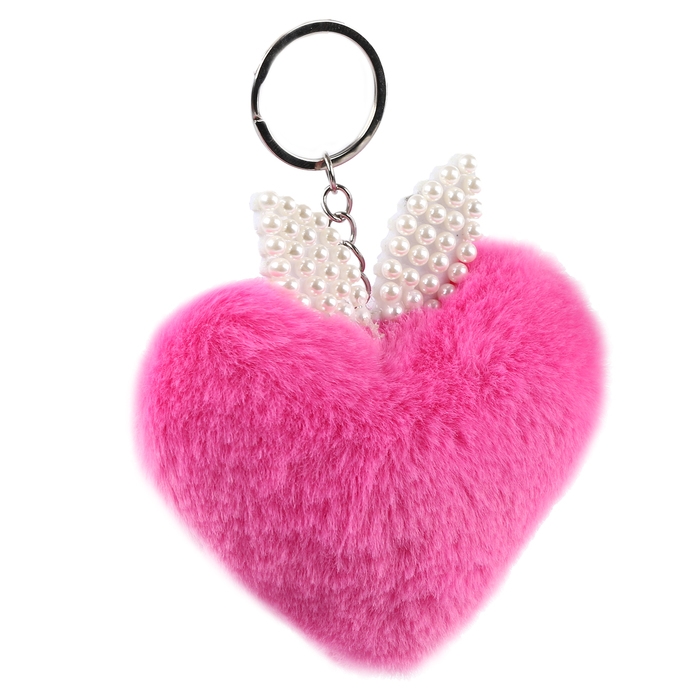 Брелок «Сердечко» с ушками, 7 см, цвет фуксия Брелок «Сердечко» с ушками, 7 см, цвет фуксия