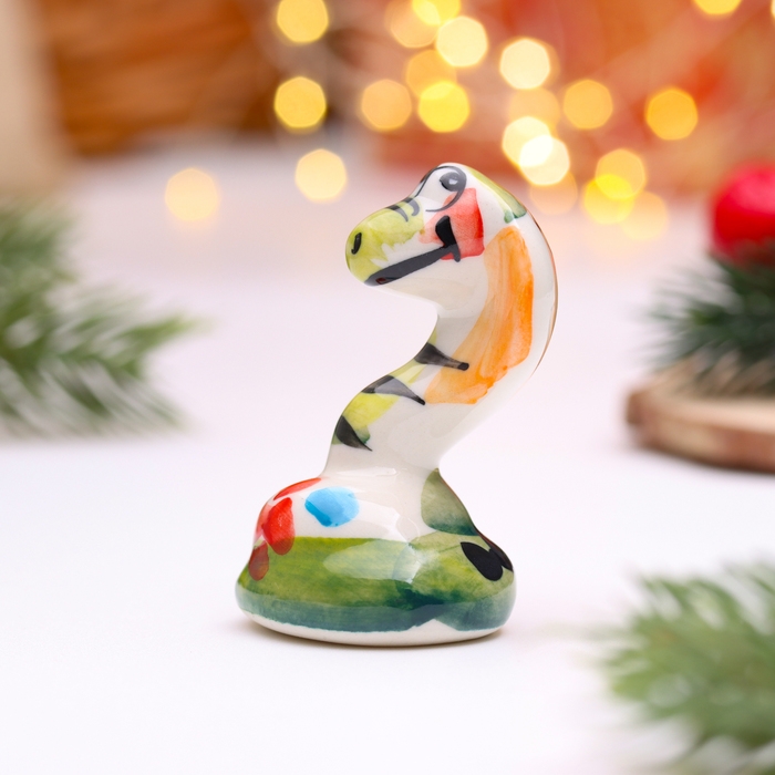 Сувенир символ года Сувенир символ года "Кобра", малая № 2, гжель, цвет, 6х4 см