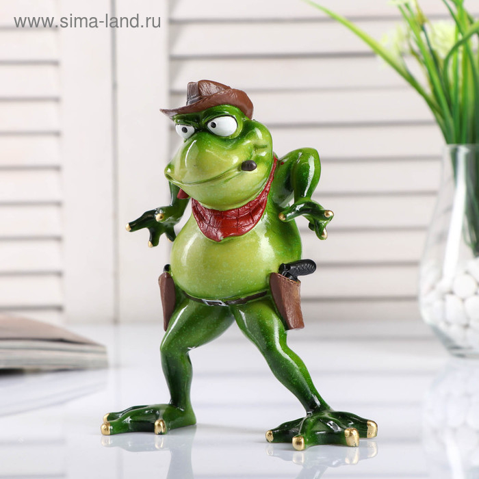 Сувенир полистоун лак Сувенир полистоун лак "Лягуха-ковбой" 18х14,5х9 см