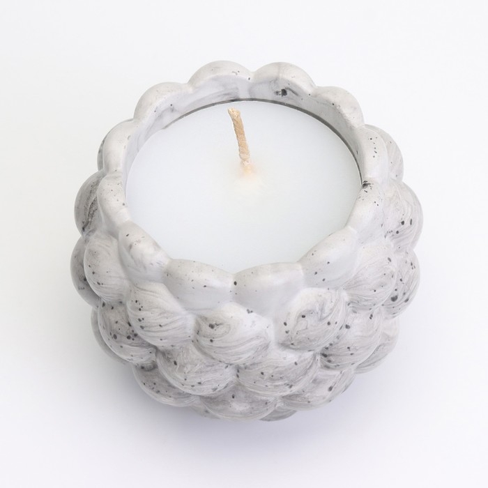 Свеча  Свеча "Шар" в подсвечнике с шарообразными гранями из гипса,8х7см,мрамор с чёрными полосками