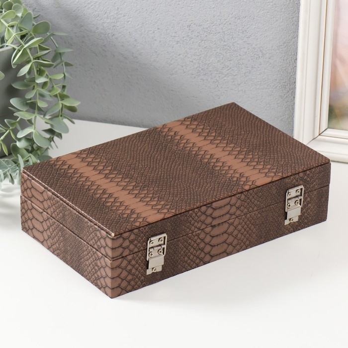 Шкатулка дерево кожзам Шкатулка дерево кожзам "Кофейный питон" 25х15х6,5 см