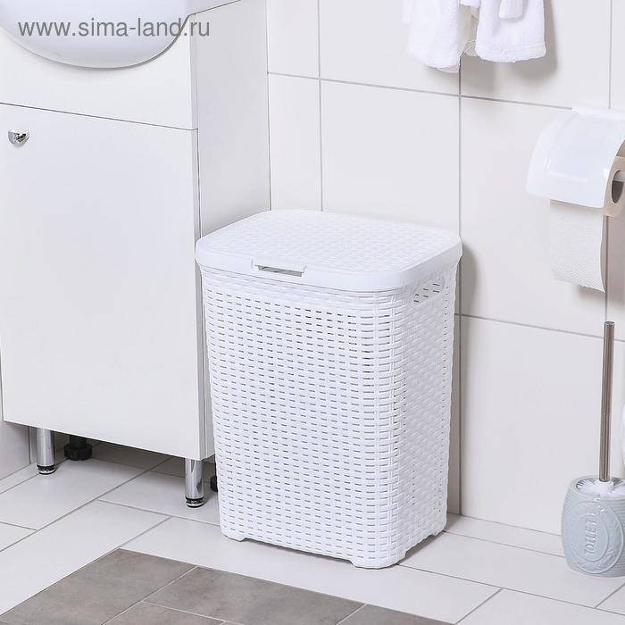 Корзина бельевая с крышкой «Ротанг», 40 л, 37×29×48 см, цвет белый Корзина бельевая с крышкой «Ротанг», 40 л, 37×29×48 см, цвет белый