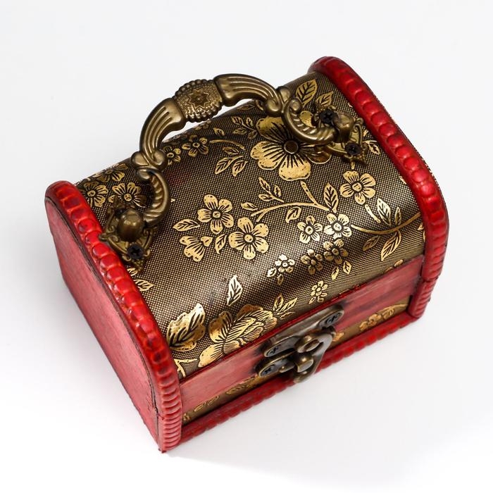 Шкатулка дерево сундучок с ручкой  Шкатулка дерево сундучок с ручкой "Незабудки" 7,3х9,5х7,5 см