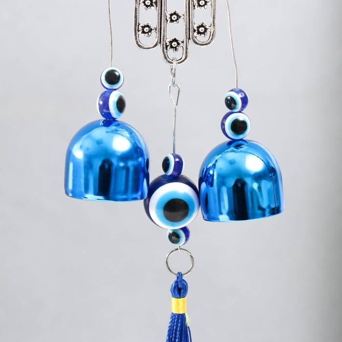 Музыка ветра металл Музыка ветра металл "Рука Фатимы" от сглаза с кисточкой 2 колокольчика 23 см