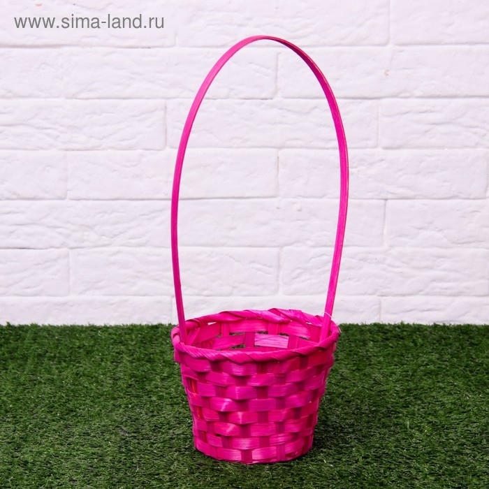 Корзина плетёная, бамбук, розовая Корзина плетёная, бамбук, розовая