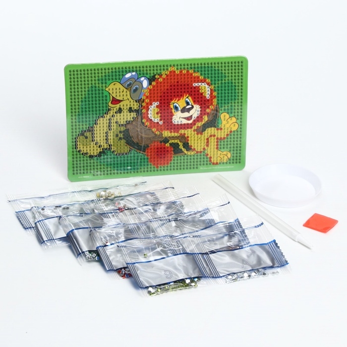 Алмазная мозаика с частичным заполнением для детей «Львенок и Черепаха», 10 х 15 см Алмазная мозаика с частичным заполнением для детей «Львенок и Черепаха», 10 х 15 см