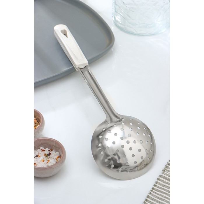 Шумовка из нержавеющей стали Доляна «Соната», h=34 см, цвет серебряный Шумовка из нержавеющей стали Доляна «Соната», h=34 см, цвет серебряный