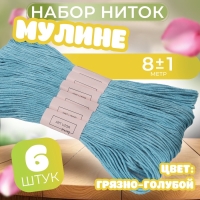 Набор ниток мулине №807, 8 ± 1 м, 6 шт, цвет грязно-голубой