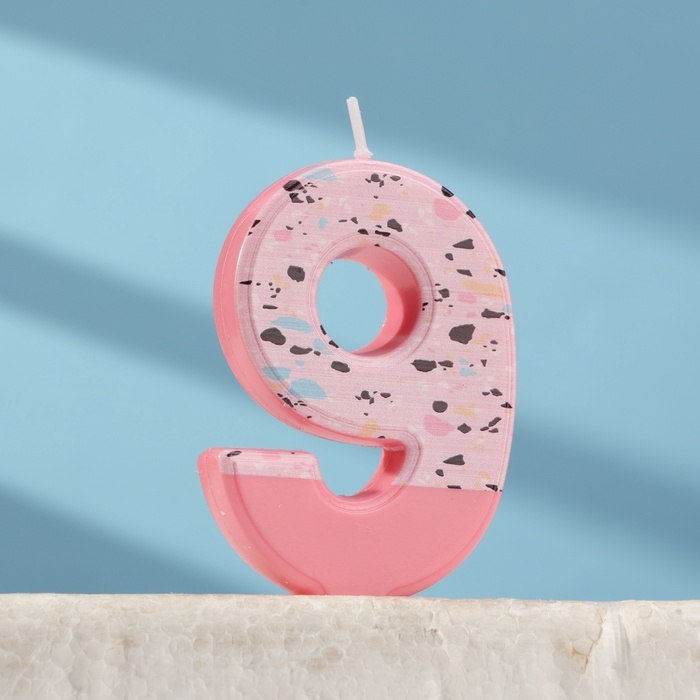 Свеча для торта "Мозайка", цифра "9", розовый