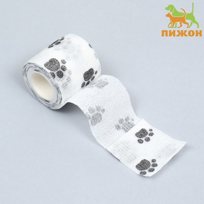 Бинт самофиксирующийся  Бинт самофиксирующийся "Лапки", 5 см, макс. растяжимость 4,5 м, белый