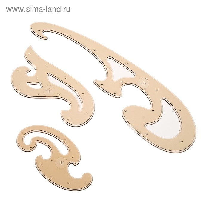 Набор лекал №2, 3 штуки, пластиковый, коричневый тонированный Набор лекал №2, 3 штуки, пластиковый, коричневый тонированный