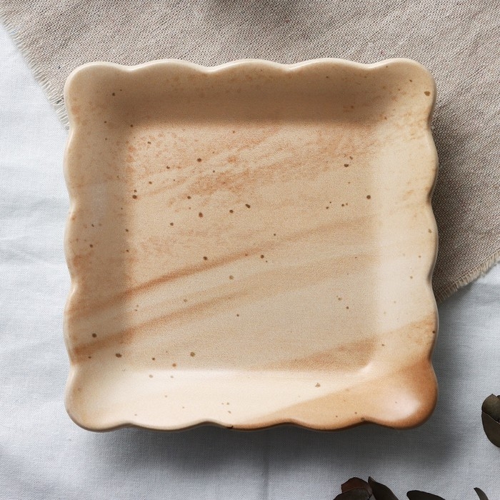 Тарелка глубокая керамическая «Самоцвет», 14 х 14 см, цвет бежевый Тарелка глубокая керамическая «Самоцвет», 14 х 14 см, цвет бежевый