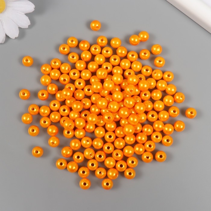 Набор бусин Набор бусин "Жемчуг" d 8 мм, 250 гр, оранжевый
