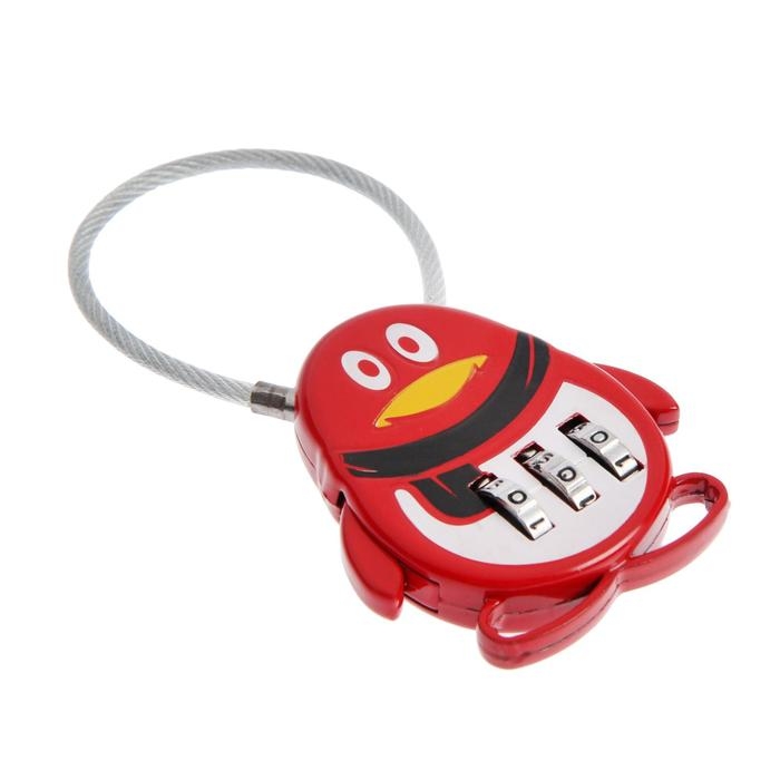 Замок навесной кодовый, Замок навесной кодовый, "Пингвин", красный