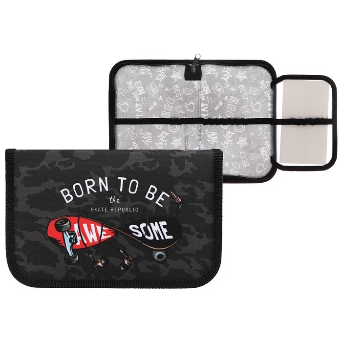 Пенал 1 секция 135 х 212 х 26 мм, с откидной планкой, текстильный, Оникс ПКТ 07-20 МАХ, Skate republic, 70647 Пенал 1 секция 135 х 212 х 26 мм, с откидной планкой, текстильный, Оникс ПКТ 07-20 МАХ, Skate republic, 70647