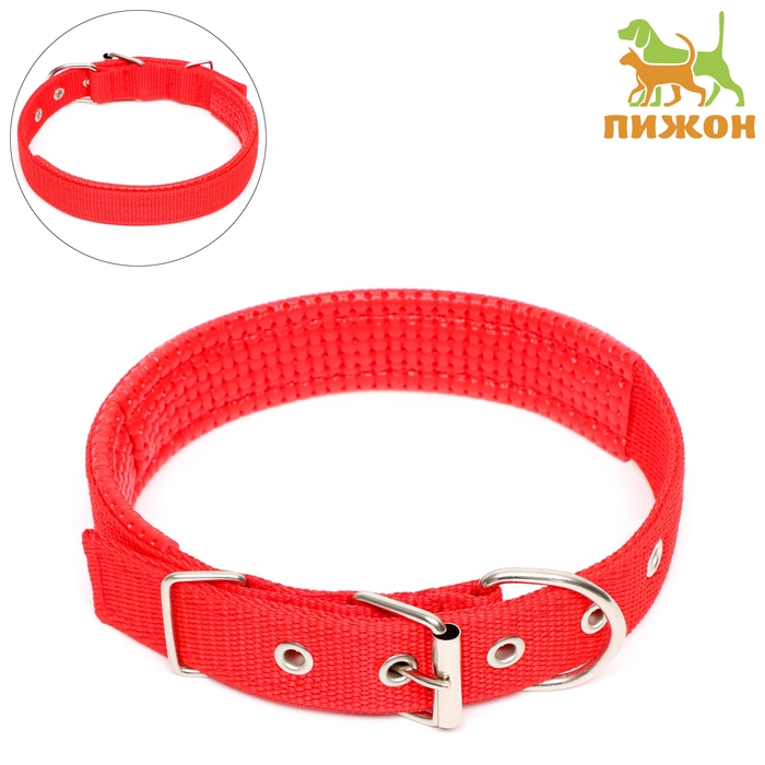 Ошейник Ошейник "Комфорт" комбинированный (полиэстер, искусственная кожа), 58 х 3 см, ОШ 45-52 см, красный 6