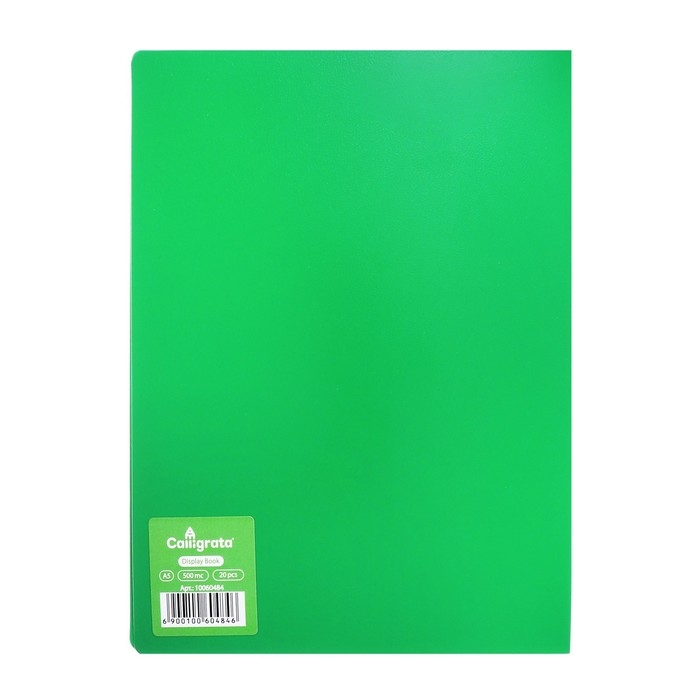 Папка с 20 вкладышами А5, 500 мкм, Calligrata, текстура Папка с 20 вкладышами А5, 500 мкм, Calligrata, текстура "песок", зеленая