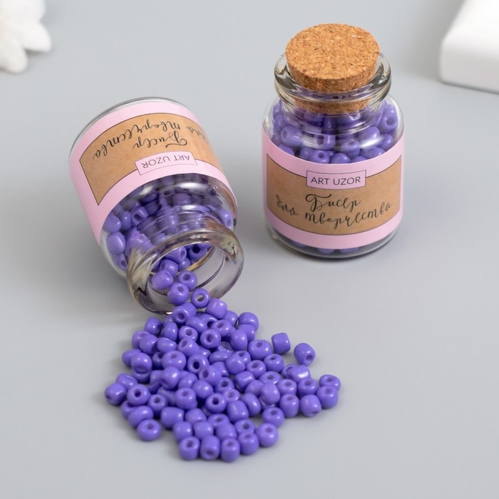 Бисер круглый 6/0 в бутылочке  Бисер круглый 6/0 в бутылочке "Глициния" 2х20 гр набор 2 шт
