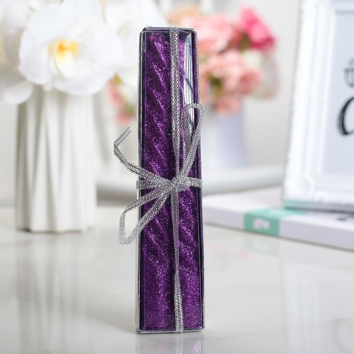 Набор свечей витых, 1,5х 15 см, 2 штуки, блестка, сиреневый Набор свечей витых, 1,5х 15 см, 2 штуки, блестка, сиреневый