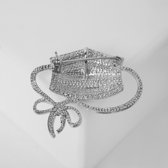 Брошь «Маска» медицинская, цвет белый в серебре