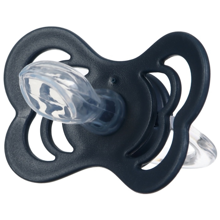 Соска - пустышка ортодонтическая, силикон, +6 мес., с держателем цвет синий