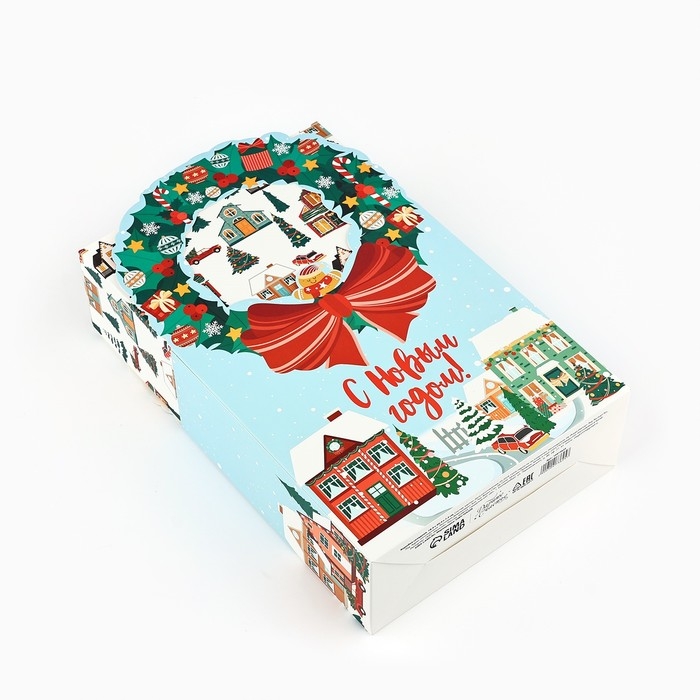 Коробка новогодняя складная «Новогодний город» 18.4 х 30.4 х 7.3 см, Новый год Коробка новогодняя складная «Новогодний город» 18.4 х 30.4 х 7.3 см, Новый год