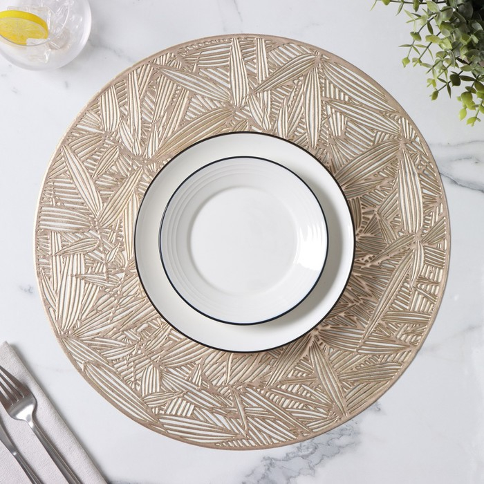 Салфетки сервировочные на стол Доляна «Листья», d=38 см, 4 шт, цвет золотой Салфетки сервировочные на стол Доляна «Листья», d=38 см, 4 шт, цвет золотой