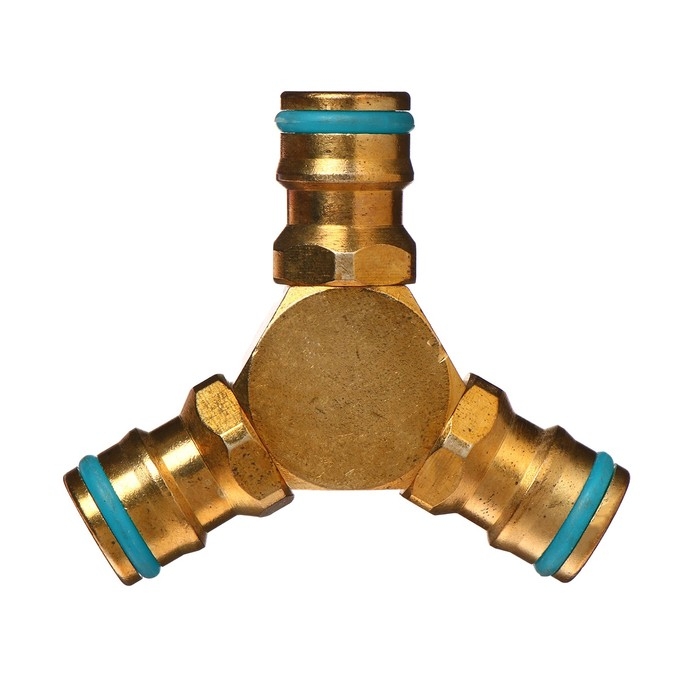 Тройник, быстросъёмное соединение, латунь, Greengo Тройник, быстросъёмное соединение, латунь, Greengo