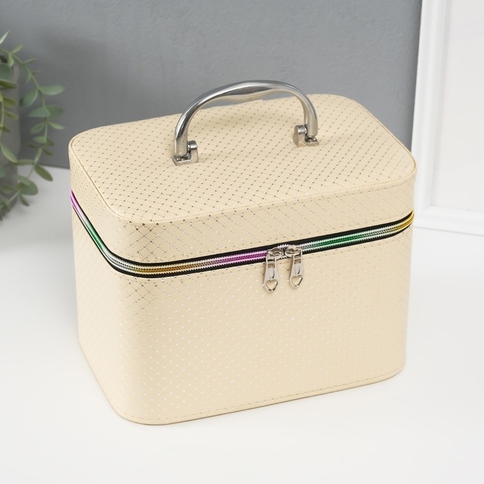 Шкатулка кожзам с зеркалом Шкатулка кожзам с зеркалом "Ромбы" сливки набор 3 шт 19х10,5х10,5 21х13х14 15х23х17 см