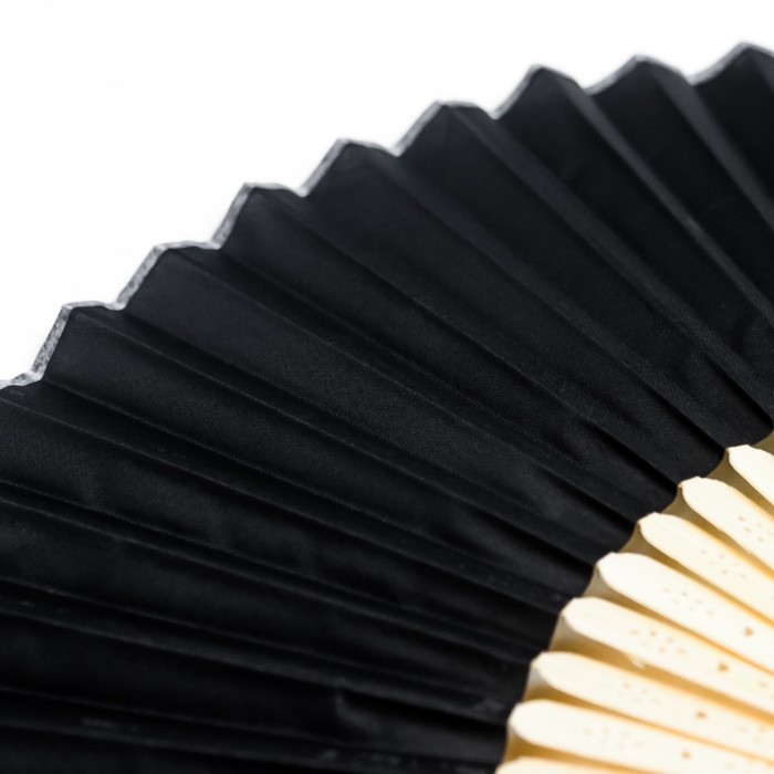 Веер бамбук, текстиль h=21 см  Веер бамбук, текстиль h=21 см "Моноцвет" в коробке, чёрный