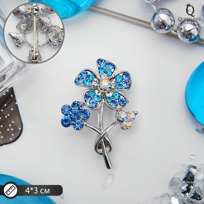 Брошь «Цветы» незабудки, цвет синий в серебре Брошь «Цветы» незабудки, цвет синий в серебре