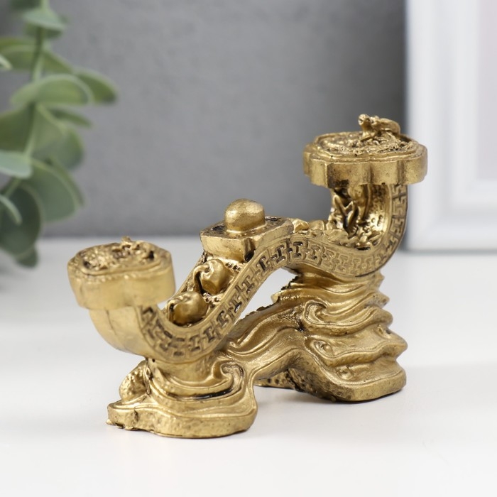 Нэцкэ полистоун под бронзу  Нэцкэ полистоун под бронзу "Жезл Жуи" 10х3,4х5,2 см