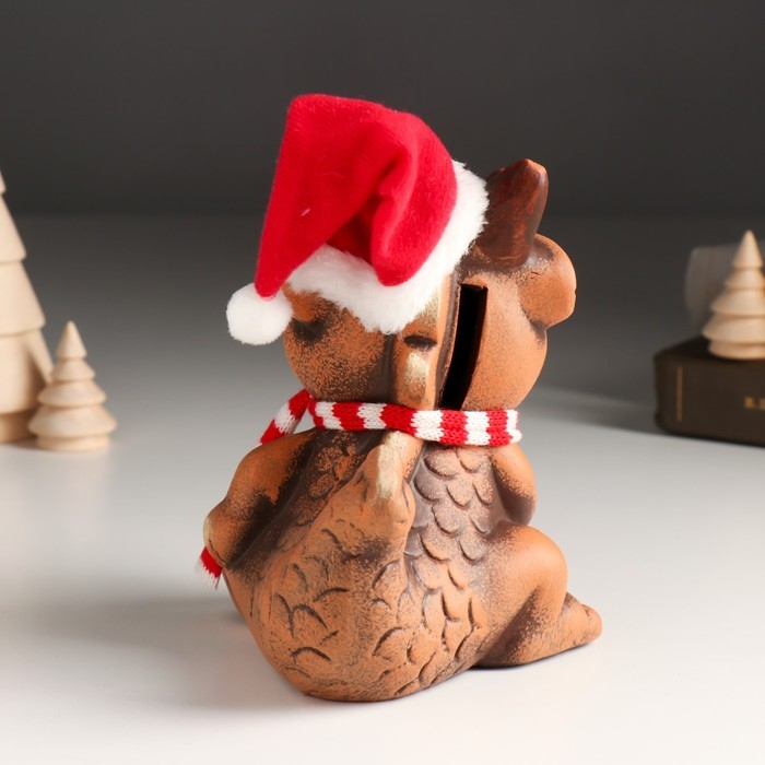 Копилка керамика Копилка керамика "Глиняный дракон в шарфе и колпаке" 11х13,3х14,8 см