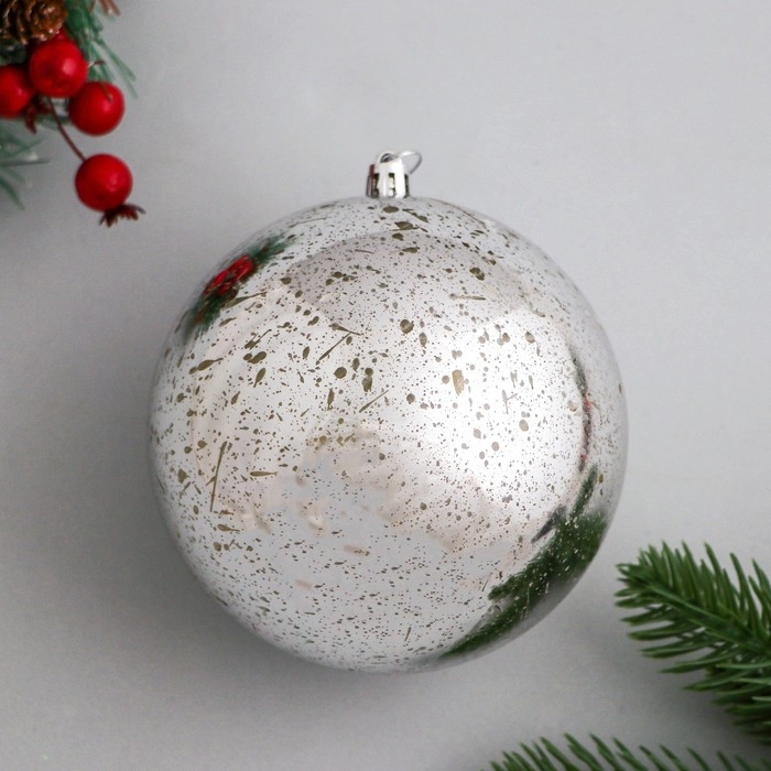 Шар пластик d-11,5 см Шар пластик d-11,5 см "Винтаж" серебро