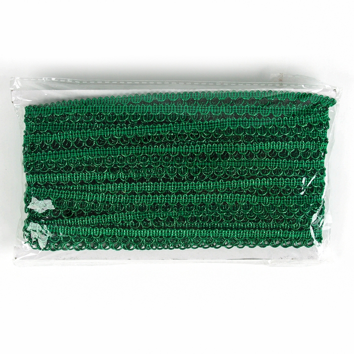 Тесьма Фестоны, цвет зеленый, 1,5 см, намотка 25 метров Тесьма Фестоны, цвет зеленый, 1,5 см, намотка 25 метров