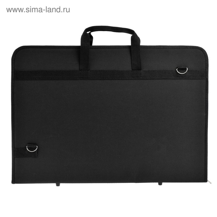 Папка для чертежей и рисунков А2, 640 х 450 х 30 мм, с ручками, текстильная, Estado, с карманом, чёрная