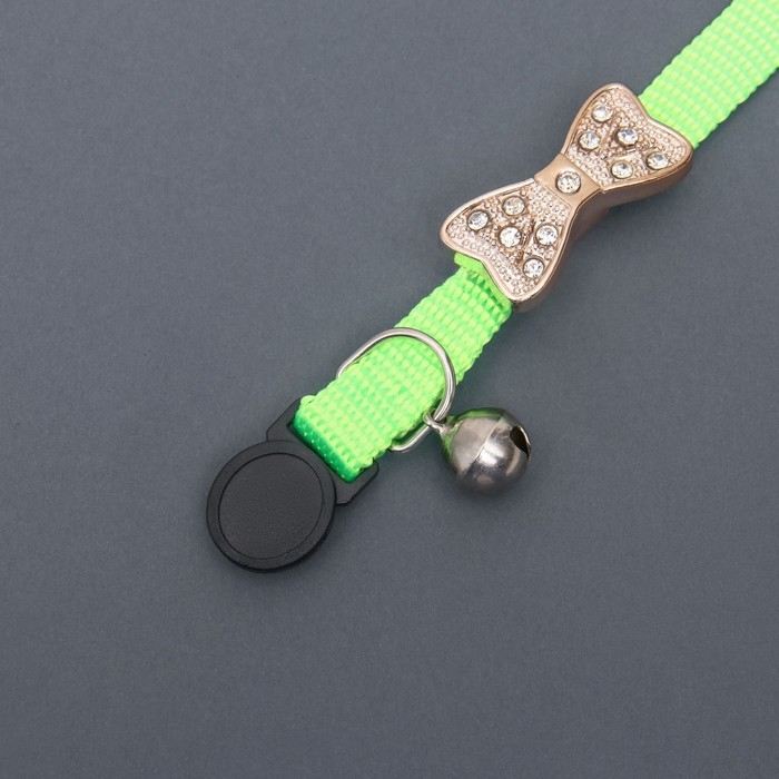 Ошейник кошачий Ошейник кошачий "Бантик" со стразами, 30 х 1 см, салатовый