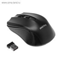 Мышь Smartbuy ONE 352, беспроводная, оптическая, 1600 dpi, 2xAAA (не в комплекте), чёрная