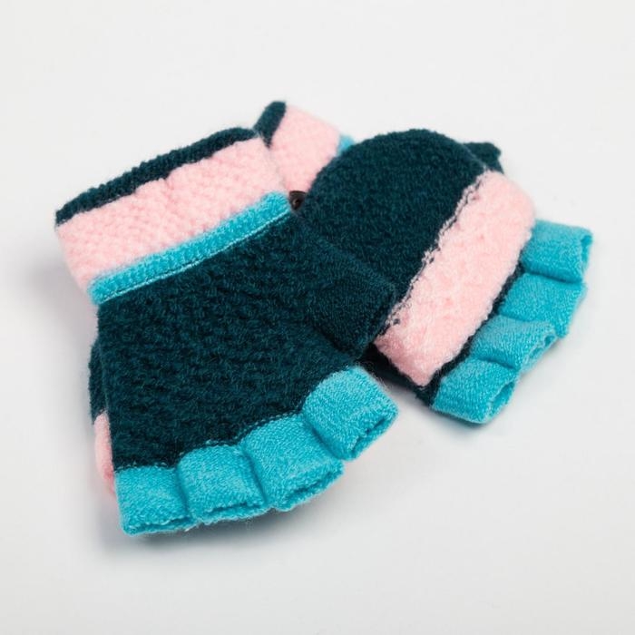 Варежки-митенки детские MINAKU, 14 см, цв.тёмно-зелёный Варежки-митенки детские MINAKU, 14 см, цв.тёмно-зелёный