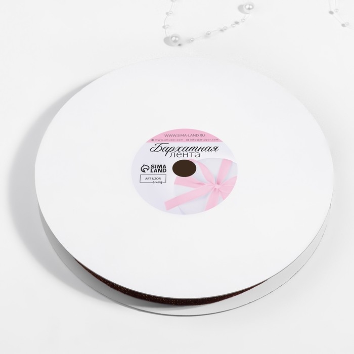 Лента бархатная, с золотым люрексом, 15 мм, 18 ± 1 м, цвет коричневый №119 Лента бархатная, с золотым люрексом, 15 мм, 18 ± 1 м, цвет коричневый №119