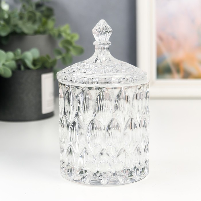 Шкатулка стекло цилиндр Шкатулка стекло цилиндр "Узоры и купол" прозрачный 16х8,5х8,5 см