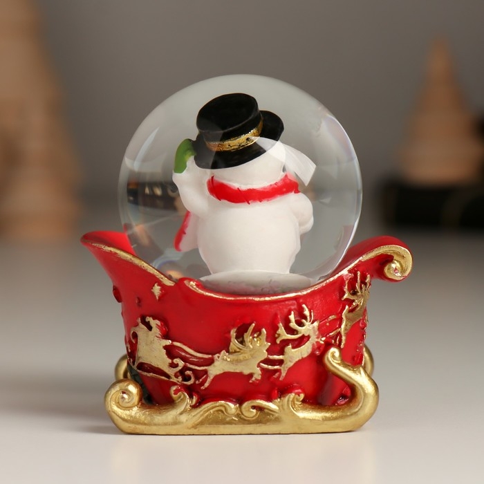 Сувенир полистоун водяной шар Сувенир полистоун водяной шар "Новогодний поезд и сани" набор 4 шт 24,7х4,5х6 см