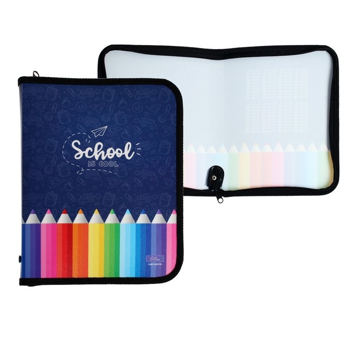 Папка для тетрадей А5, 180 х 230 х 25 мм, молния вокруг, пластиковая 0.5, ПМ-А5-04 Calligrata Папка для тетрадей А5, 180 х 230 х 25 мм, молния вокруг, пластиковая 0.5, ПМ-А5-04 Calligrata "Карандаши"