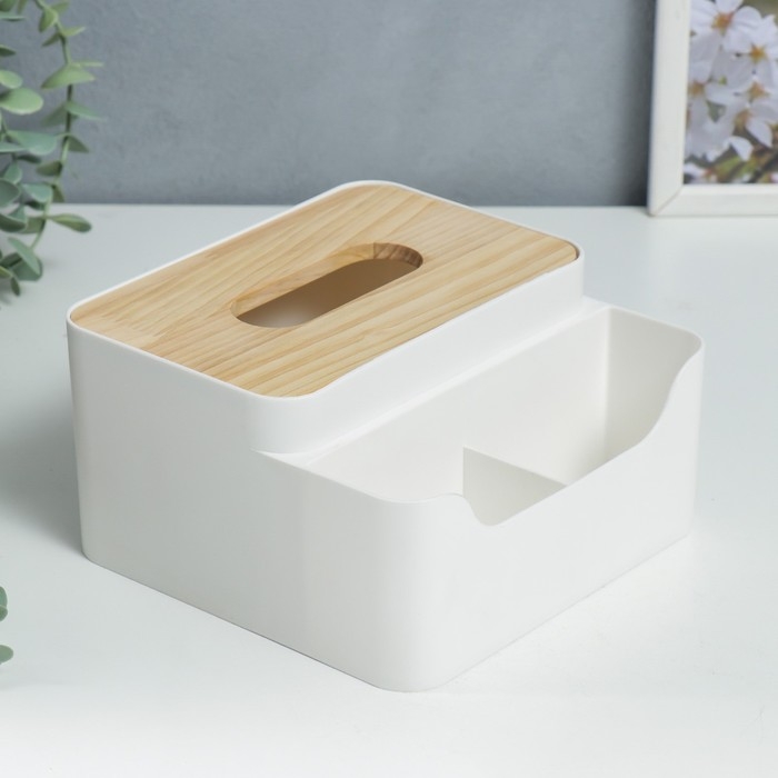 Шкатулка пластик д/салфеток+подставка Шкатулка пластик д/салфеток+подставка "Скандинавский стиль" белая 10х17,5х17,5 см