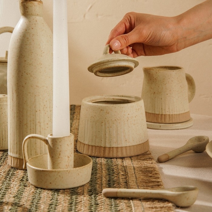 Сахарница керамическая SL Home «Виенто», 350 мл, 11×11 см, цвет бежевый Сахарница керамическая SL Home «Виенто», 350 мл, 11×11 см, цвет бежевый