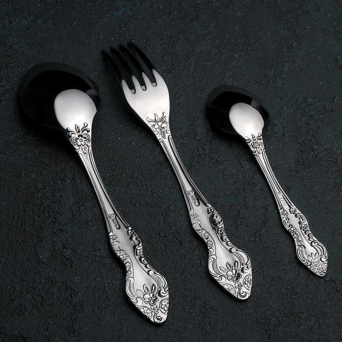 Набор столовых приборов «Тройка», 18 предметов, художественная роспись, картонная коробка Набор столовых приборов «Тройка», 18 предметов, художественная роспись, картонная коробка