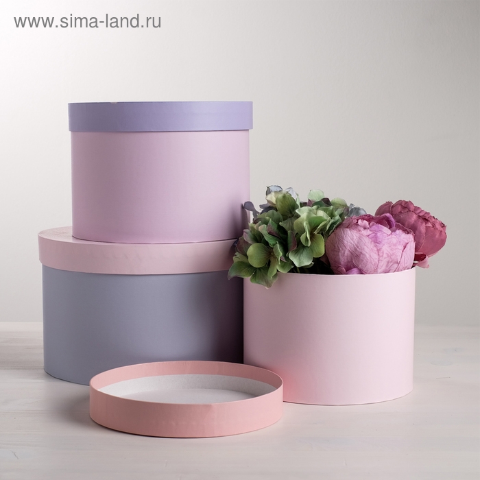 Набор круглых коробок 3 в 1, упаковка подарочная, «От всего сердца», 18 х 18 х 13 см, 20 х 20 х 14.5 см, 25 х 25 х 15 см