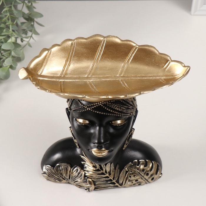 Сувенир полистоун подставка Сувенир полистоун подставка "Девушка с золотым листком на голове" 10,5х22х23,5 см